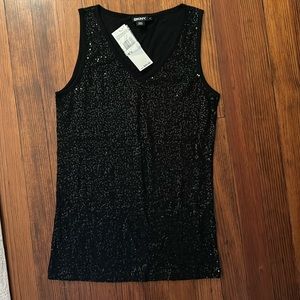 DKNY black, sequin sleeveless tank. 100% cotton. NWT